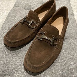 Salvatore Ferragamo men’s brown suede slip on